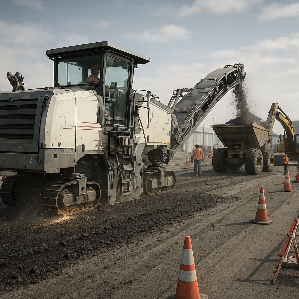 Asphaltfräse im Einsatz
