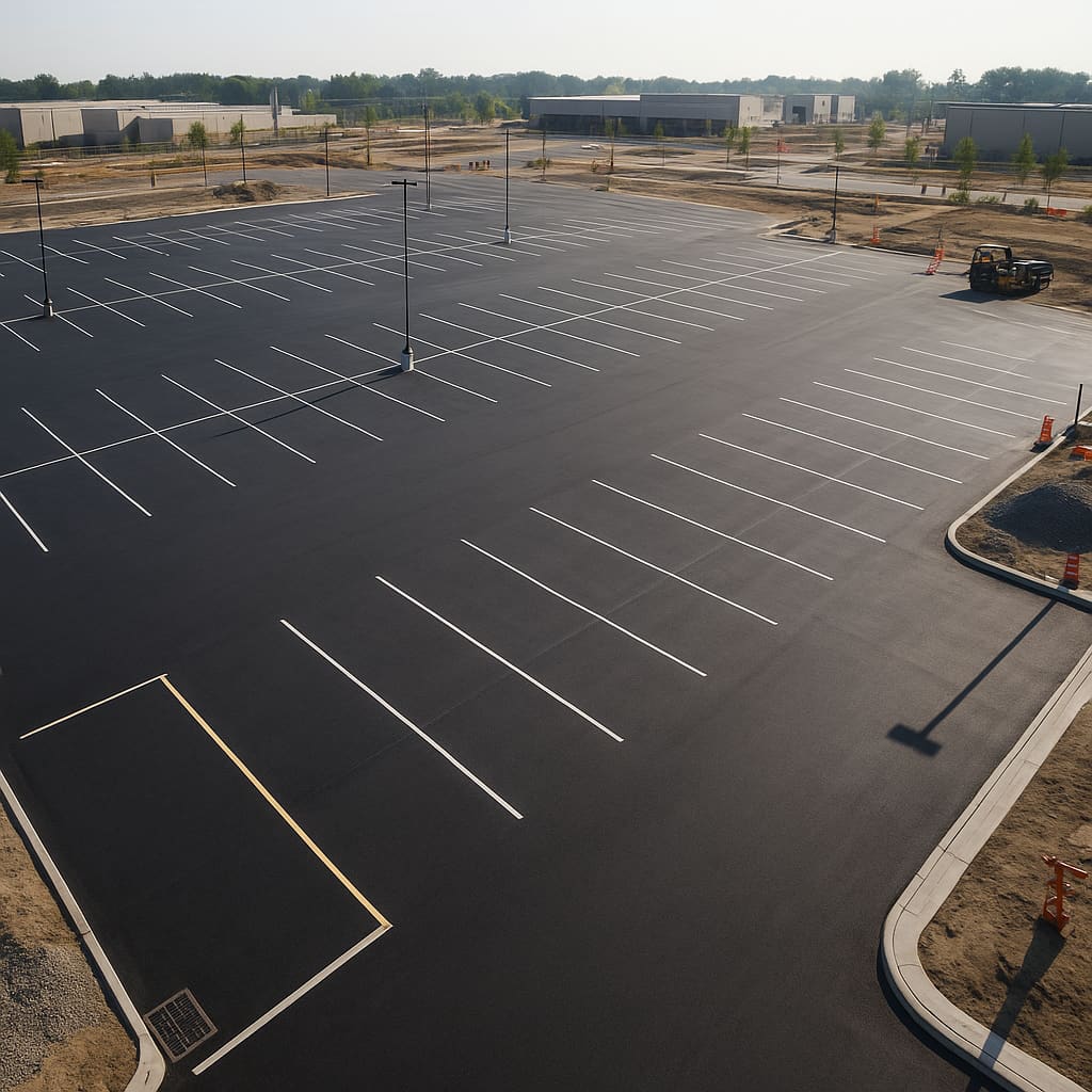 Neuer Asphalt Parkplatz